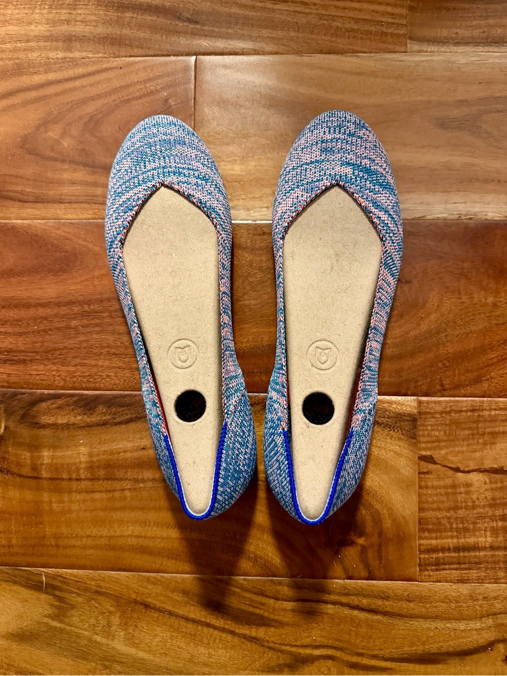 Rothy’s The Flat Turquoise Melange Flats in Blue-Pink